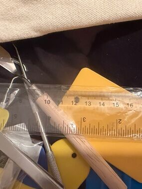 Yellow Plastic Ruler and Tools Set for circuit